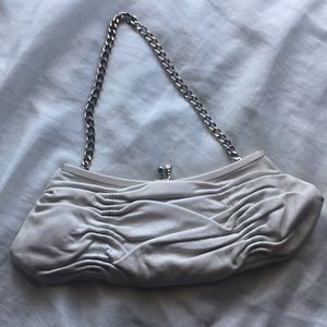 Small BCBGMaxAzria white leather clutch